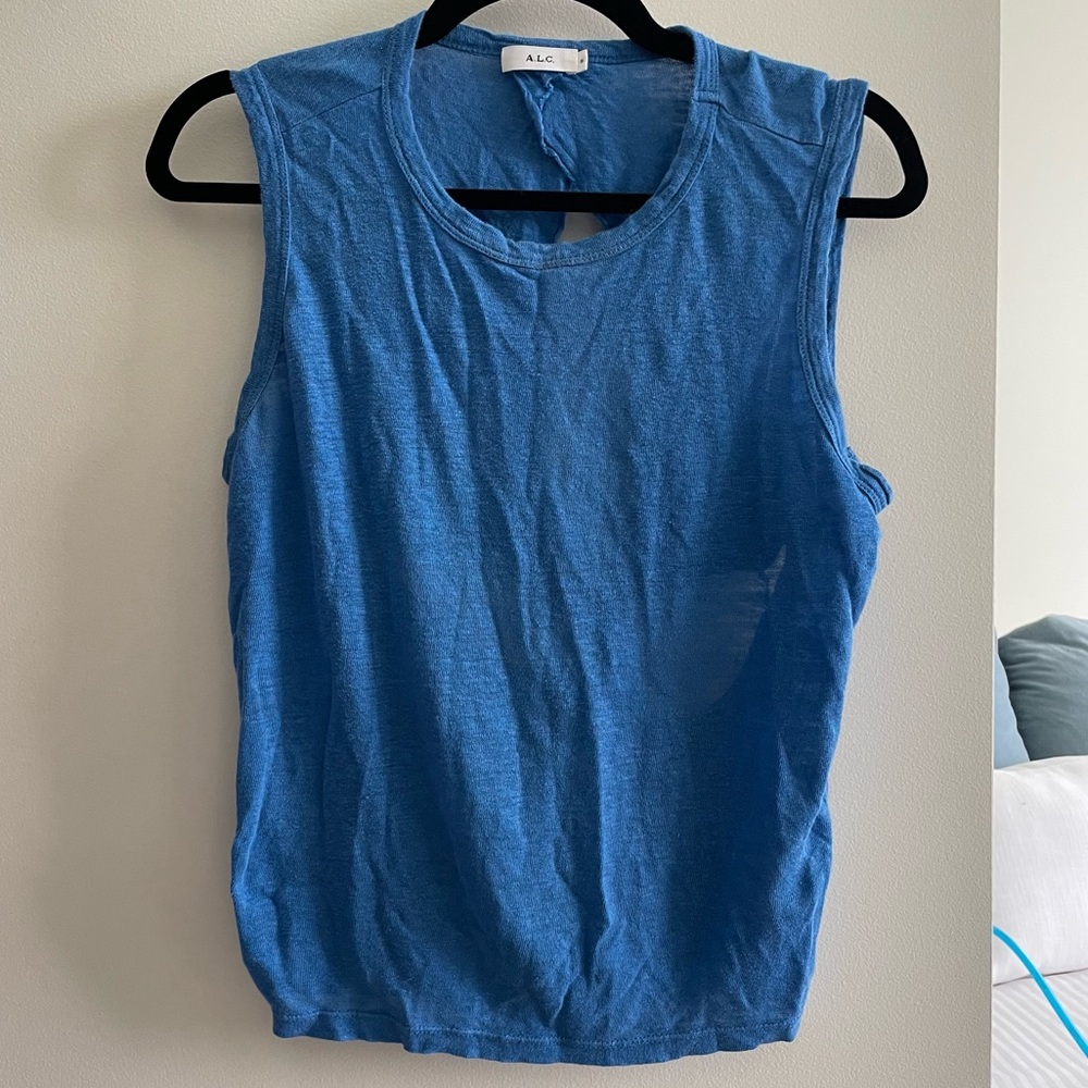 A.L.C. Blue Harper Twist back linen top - Small